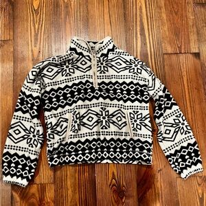 Black and White Zip-Up Pullover